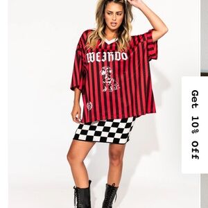 Dressed in LALA Red and Black Striped Jersey Top